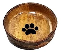 AdvancePet Rnd Wood Bowl PawSm